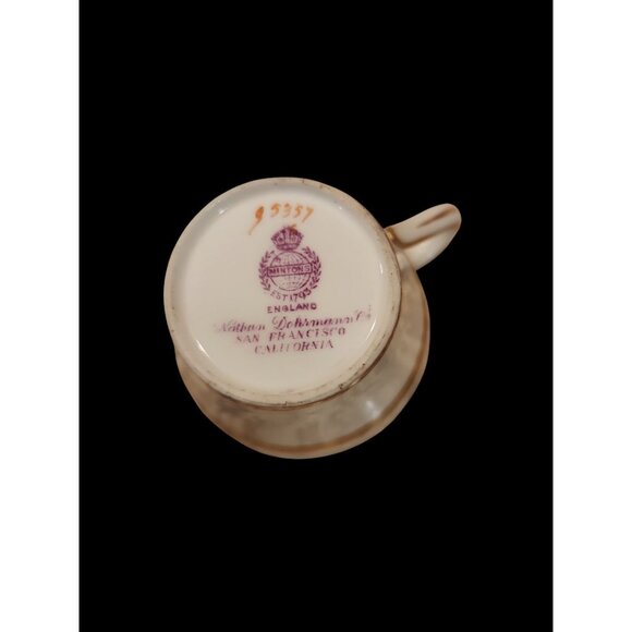 1920's Minton Ivory and Gold Trim Demitasse Tea Cup and Saucer made in England - Picture 3 of 3